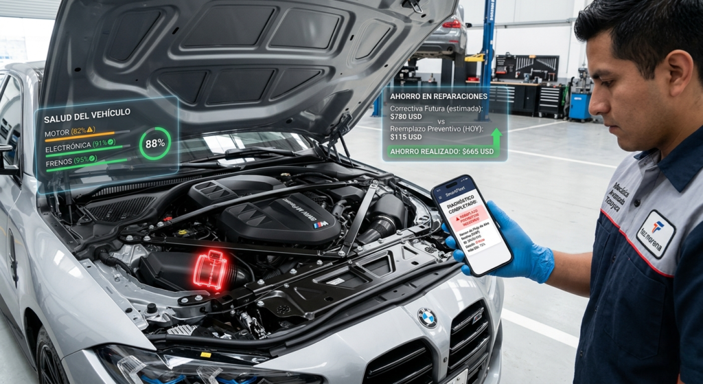 Diagnóstico de fallas recurrentes en un automóvil mediante software de gestión de mantenimiento SmartFleet.
